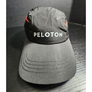 NEW Peloton Cycling Running Vented‎ Nylon Strapback Hat Cap Black